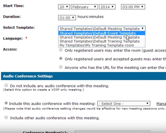 Adobe Connect Meeting Templates